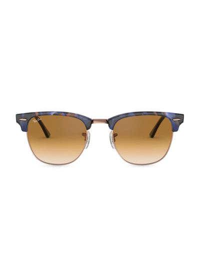 Shop Ray Ban Men's Rb3016 51mm Classic Clubmaster Sunglasses In Brown Blue