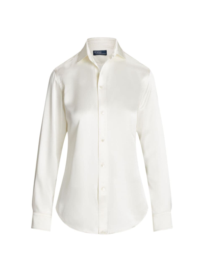 Shop Polo Ralph Lauren Women's Silk Classic-fit Shirt In Trophy Cream
