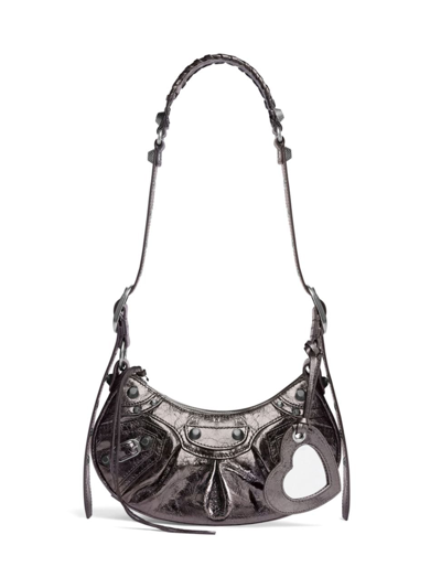 Shop Balenciaga Women's Le Cagole Xs Shoulder Bag Metallized In Grey