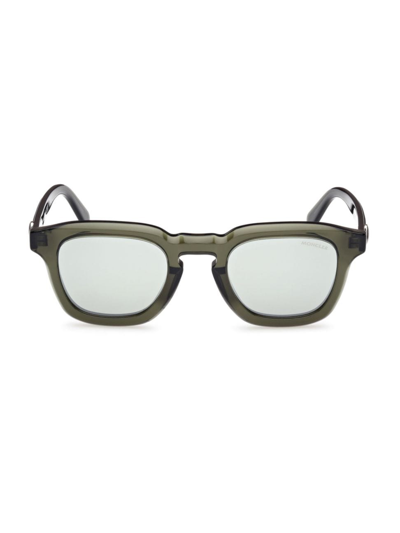 Shop Moncler Men's Gradd 50mm Square Sunglasses In Dark Green Green