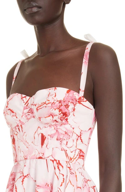 Shop Giambattista Valli Floral Cotton Midi Dress In Rose/ Red