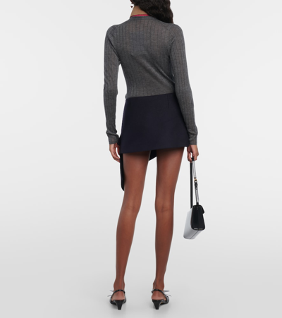 Prada Cloth Wool And Cashmere Miniskirt In Blue