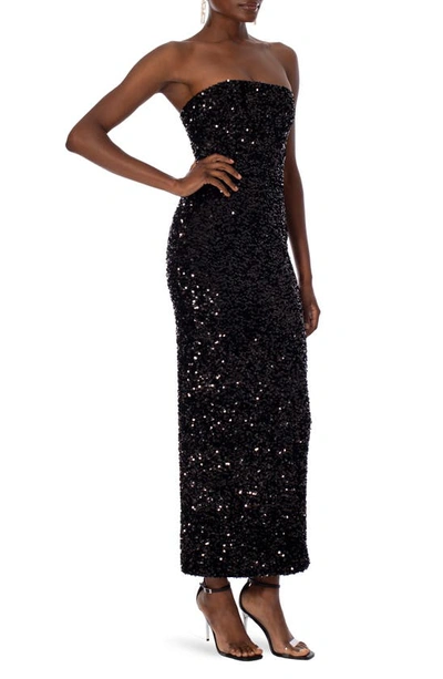 Helsi Leslie Sequin Strapless Gown In Black