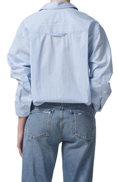 Citizen Of Humanity Shay Stripe Cotton Button-up Shirt In Skyway Stripe