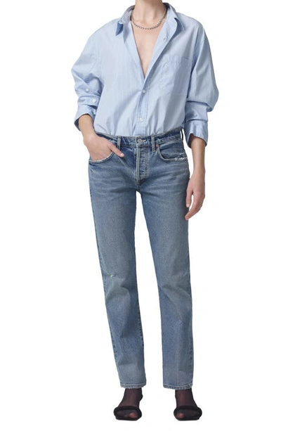 Citizen Of Humanity Shay Stripe Cotton Button-up Shirt In Skyway Stripe