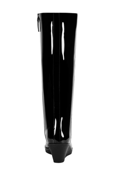 Shop Aerosoles Brenna Knee High Wedge Boot In Black Faux Patent Leather