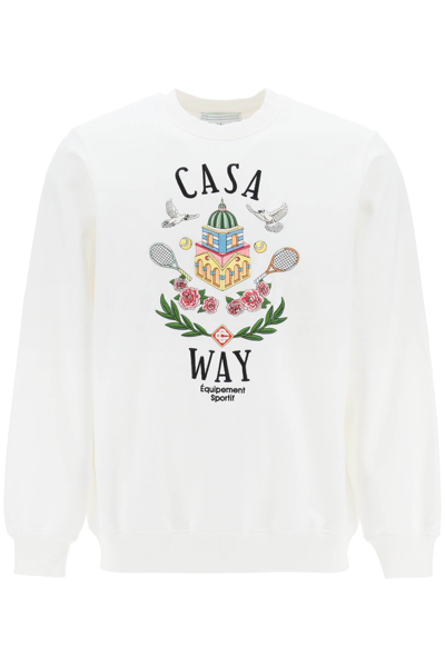 Shop Casablanca Casa Way Crew-neck Sweatshirt Men In White