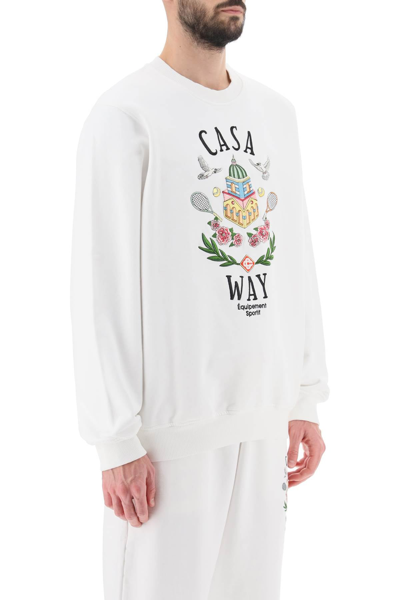 Shop Casablanca Casa Way Crew-neck Sweatshirt Men In White
