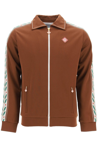 Shop Casablanca Laurel Zip-up Sweatshirt Men In Brown