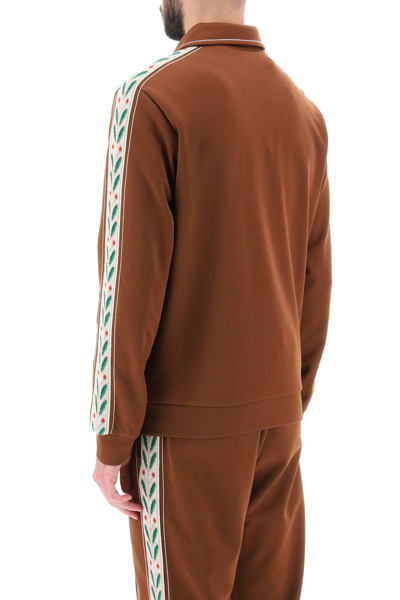 Shop Casablanca Laurel Zip-up Sweatshirt Men In Brown
