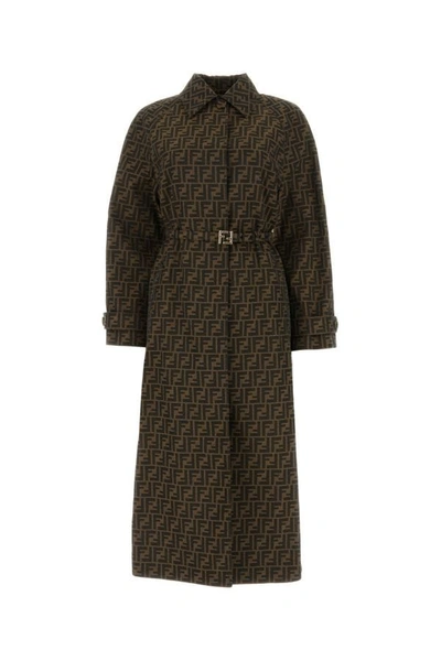 Shop Fendi Woman Embroidered Jacquard Overcoat In Multicolor
