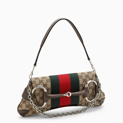 Shop Gucci Horsebit Chain Medium Bag In Gg Supreme Women In Cream
