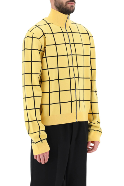 Shop Marni Zip-up Cardigan With Check Motif Men In Multicolor