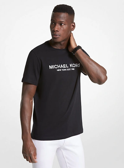 Shop Michael Kors Logo Cotton T-shirt In Black