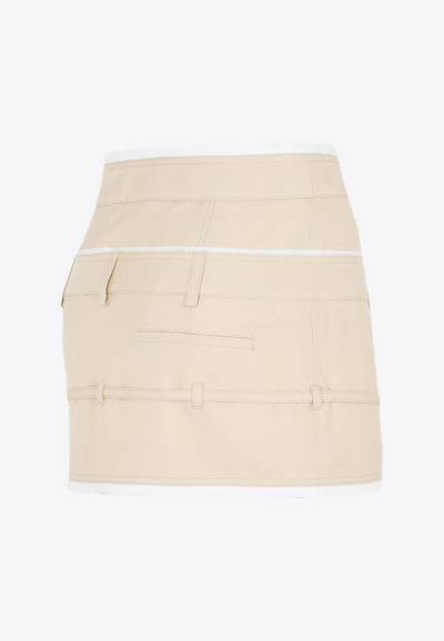 Shop Jacquemus Caraco Mini Skirt In Nude