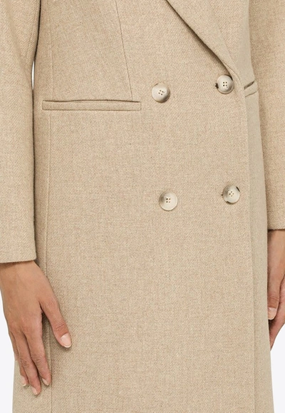 Shop Ivy & Oak Cayenne Double-breasted Wool Coat In Beige