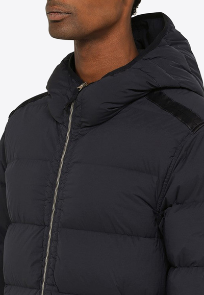 Shop Stone Island Compass Patch Nylon Down Jacket In Blue