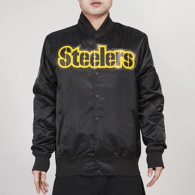 Shop Pro Standard Mens  Steelers Big Logo Satin Jacket In Black