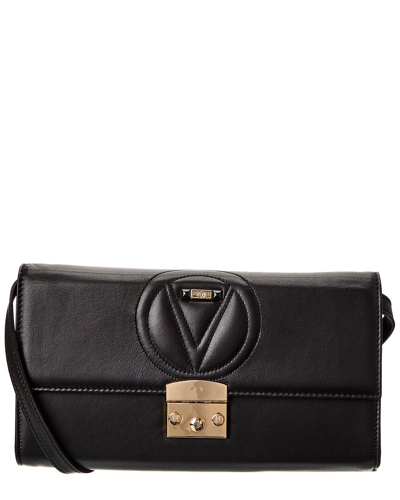 Shop Valentino By Mario Valentino Cocotte Signature Leather Shoulder Bag In Black