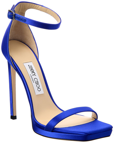Jimmy Choo Alva Silk Ankle-strap Sandals In Blue