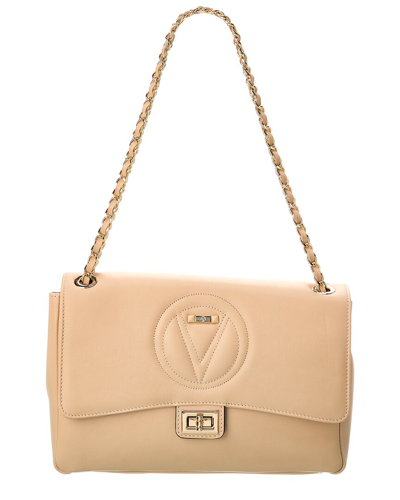 Shop Valentino By Mario Valentino Posh Signature Leather Shoulder Bag In Beige