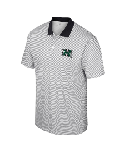 Colosseum Men's  White Hawaii Athletics Print Stripe Polo Shirt In White