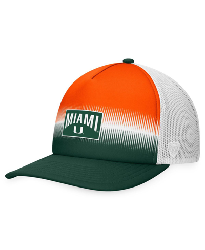 Shop Top Of The World Men's  Green, Orange Miami Hurricanes Daybreak Foam Trucker Adjustable Hat In Green,orange
