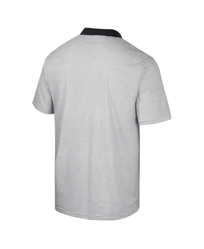 Colosseum Men's  White, Black Ucf Knights Print Stripe Polo Shirt In White,black