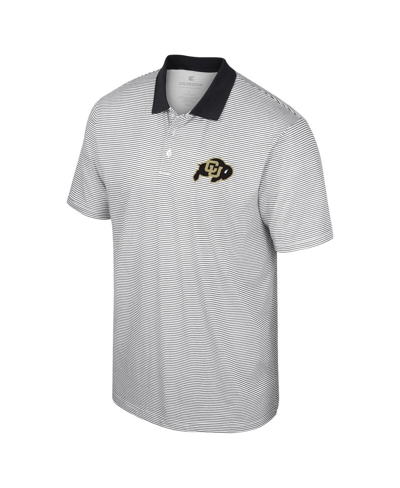 Colosseum Men's  White, Black Ucf Knights Print Stripe Polo Shirt In White,black
