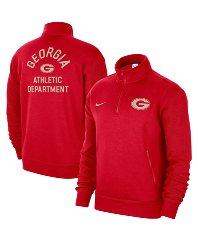 Shop Nike Men's  Red Georgia Bulldogs Campus Athletic Department Quarter-zip Sweatshirt