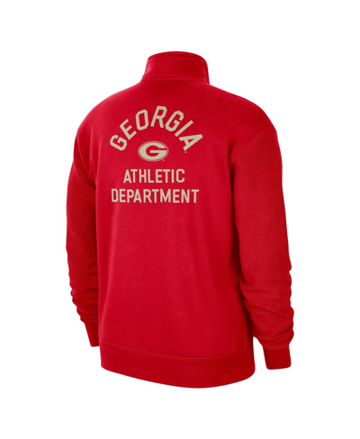 Shop Nike Men's  Red Georgia Bulldogs Campus Athletic Department Quarter-zip Sweatshirt