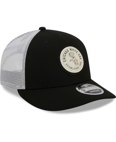 New Era Men's  Black Chicago White Sox Circle Trucker Low Profile 9fifty Snapback Hat In Black
