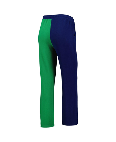 Shop Zoozatz Women's  Navy, Green Notre Dame Fighting Irish Colorblock Cozy Tri-blend Lounge Pants In Navy,green