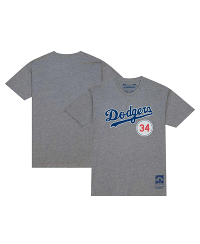 Shop Mitchell & Ness Men's  Fernando Valenzuela Heather Gray Los Angeles Dodgers Retired Number T-shirt