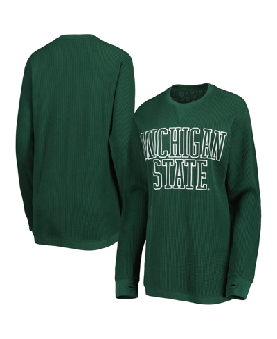 Shop Pressbox Women's  Green Michigan State Spartans Surf Plus Size Southlawn Waffle-knit Thermal Tri-blen