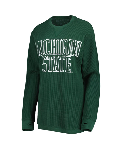 Shop Pressbox Women's  Green Michigan State Spartans Surf Plus Size Southlawn Waffle-knit Thermal Tri-blen