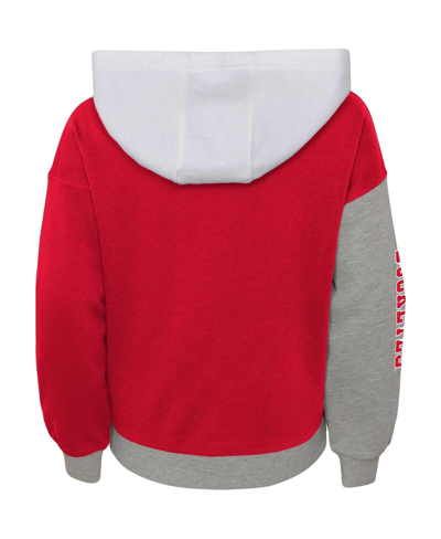 Outerstuff Big Girls Scarlet Distressed Ohio State Buckeyes True Fan Soft Fleece Pullover Hoodie In Scarlet