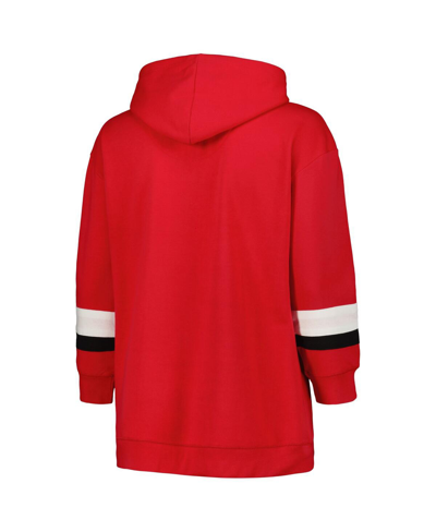 Profile Women's  Scarlet Ohio State Buckeyes Plus Size Badge Bridge Stripe Pullover Hoodie In Scarlet