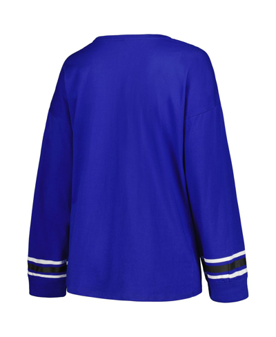 Shop Profile Women's  Royal Kentucky Wildcats Plus Size Triple Script Crew Neck Long Sleeve T-shirt