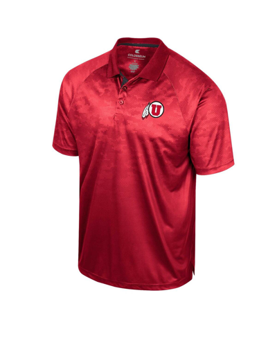 Shop Colosseum Men's  Red Utah Utes Honeycomb Raglan Polo Shirt