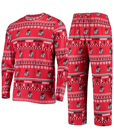 Concepts Sport Red Georgia Bulldogs Ugly Sweater Knit Long Sleeve Top And Pant Set In Red