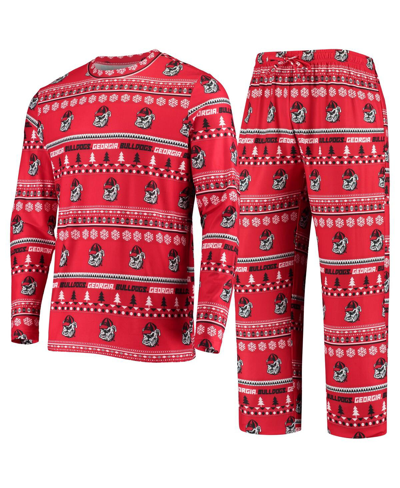 Concepts Sport Red Georgia Bulldogs Ugly Sweater Knit Long Sleeve Top And Pant Set In Red