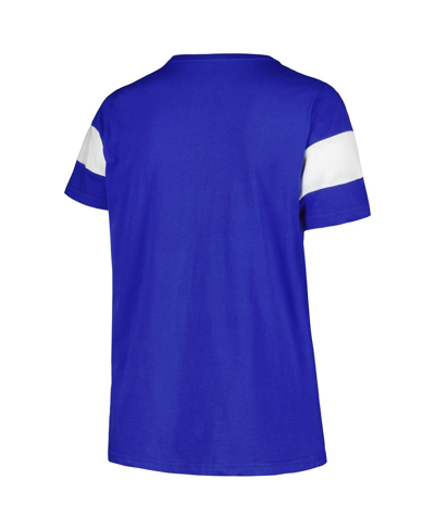 Profile Women's  Royal Distressed Kentucky Wildcats Plus Size Arched City Sleeve Stripe V-neck T-shir In Royal