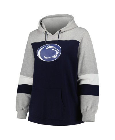 Shop Profile Women's Navy Penn State Nittany Lions Plus Size Color-block Pullover Hoodie