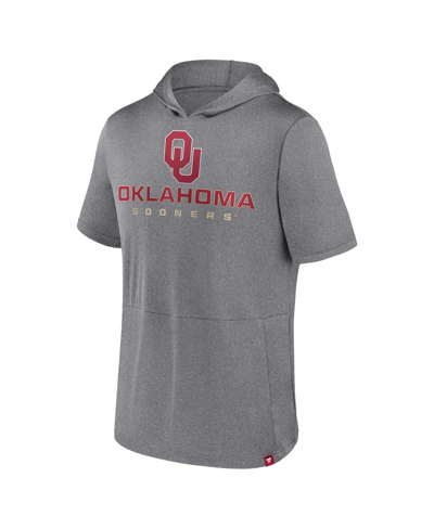 Fanatics Branded Heather Gray Oklahoma Sooners Modern Stack Hoodie T-shirt In Heather Gray
