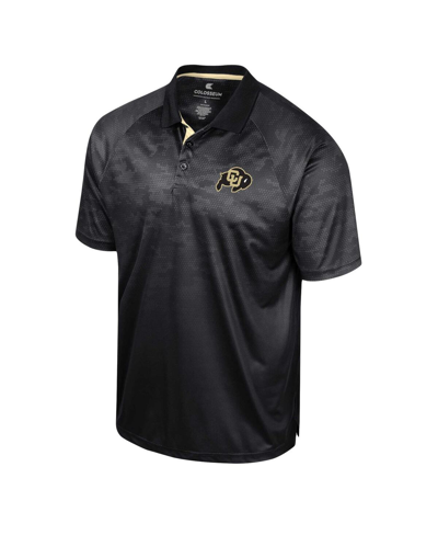 Colosseum Men's  Black Colorado Buffaloes Honeycomb Raglan Polo Shirt In Black