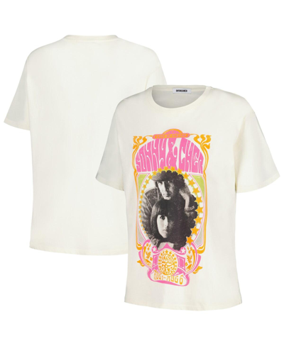 Shop Daydreamer Women's  Cream Distressed Sonny & Cher Melody Fair Boyfriend T-shirt