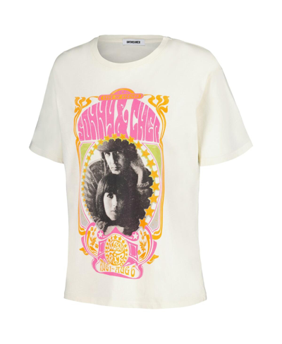 Shop Daydreamer Women's  Cream Distressed Sonny & Cher Melody Fair Boyfriend T-shirt