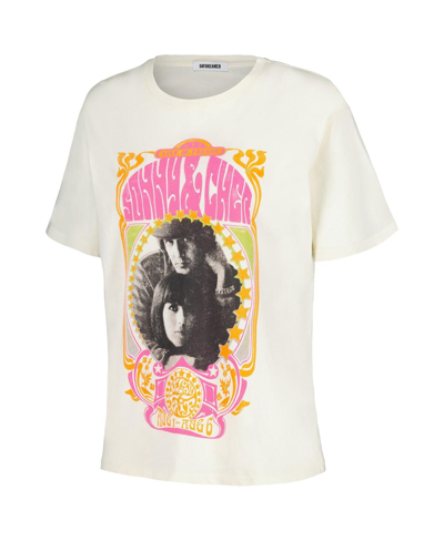 Daydreamer Sonny & Cher Melody Fair Boyfriend Tee In Stone Vintage In Cream