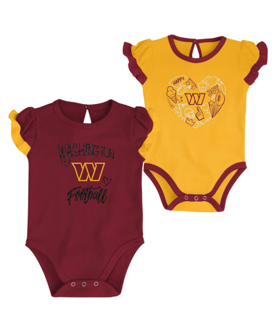 Outerstuff Newborn And Infant Boys And Girls Burgundy, Gold Washington Commanders Too Much Love Two-piece Bodys In Burgundy,gold